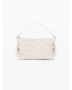 Desigual Medium Braided Logo Bag, Polyurethane - White
