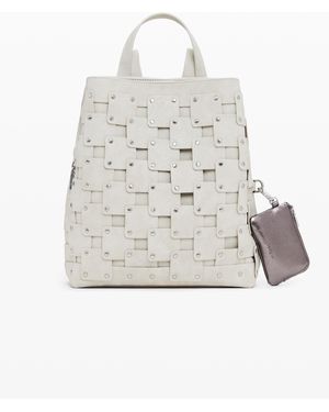 Desigual Medium Faux Leather Patch Backpack - White