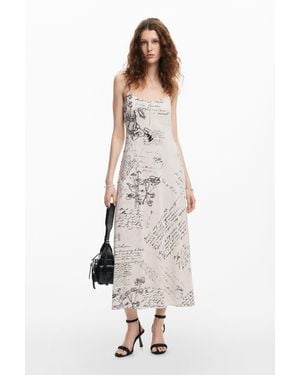 Desigual Newspaper Print Dress - White