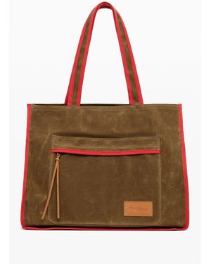 Desigual Shopper Bag With Large Pocket, Cotton - Brown