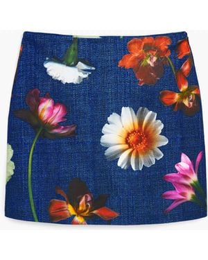 Desigual Fitted Floral Mini Skirt, Cotton - Blue