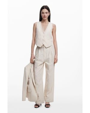 Desigual Pantalón Pinzas Estampado - Blanco