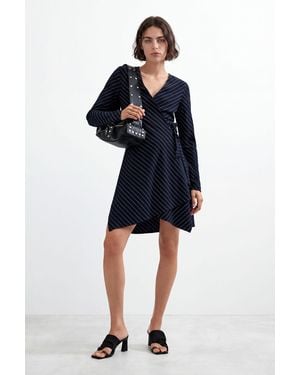 Desigual Long Sleeve V-Neck Dress - Black