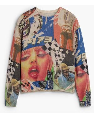 Desigual Collage Print Sweater, Cotton - White