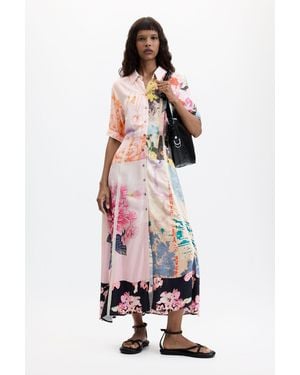 Desigual Printed Long Dress, Viscose - White