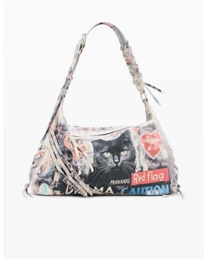 Desigual Large Printed Bag, Cotton - White