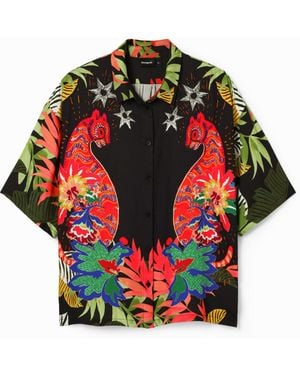 Desigual Tropical Short-Sleeve Shirt, Viscose - Red