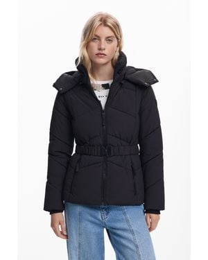 Desigual Belted Padded Jacket - Blue