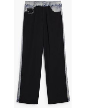 Desigual Straight Bimaterial Trousers - Black