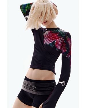 Desigual Pixelated Flower T-Shirt, Viscose - Blue