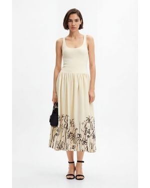 Desigual Floral Flared Midi Dress - White