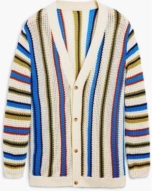 Desigual Striped Knit Cardigan, Cotton - Blue