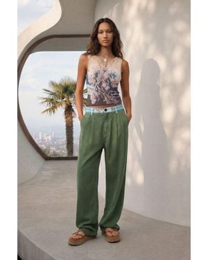 Desigual Tencel Combination Pants, Lyocell - Green