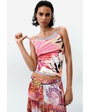 Desigual 2-In-1 Strappy Top, Polyester - White