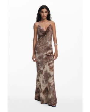 Desigual Long Gradient Strap Dress - Brown