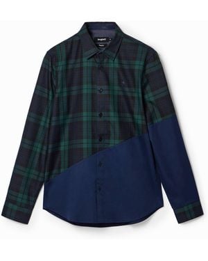 Desigual Patchwork Check Shirt, Cotton - Blue