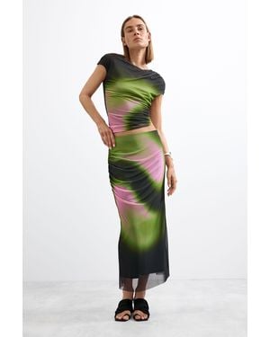 Desigual Pencil Knit Skirt, Polyester - Green