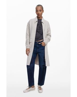 Desigual Light Combined Cloth Coat - Blue