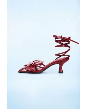 Desigual Floral Appliqué Sandal, Polyurethane - Red