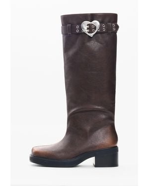 Desigual Flat Faux Leather Boots, Acetate - Brown