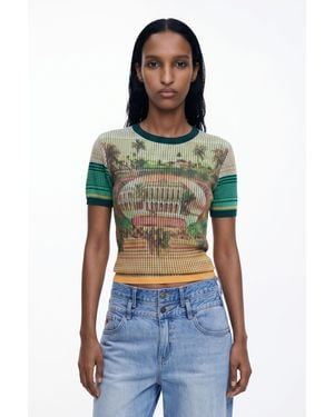 Desigual Landscape Knit T-Shirt - Green
