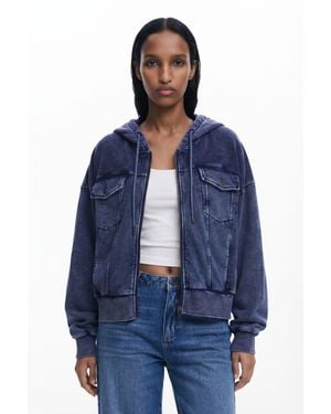 Desigual Denim Print Sweatshirt, Cotton - Blue