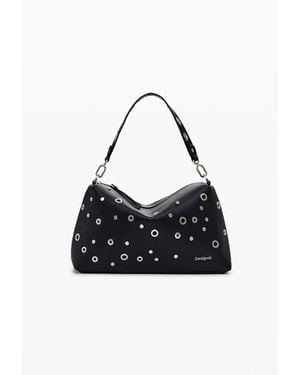 Desigual Handtasche Mit Nieten, Polyurethan, Schwarz