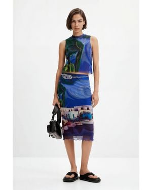 Desigual M. Christian Lacroix Tulle Landscape T-Shirt, Polyester - Blue