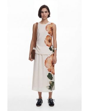 Desigual Floral Midi Skirt - White