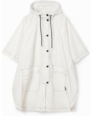 Desigual Logomania Foldable Rain Poncho - White