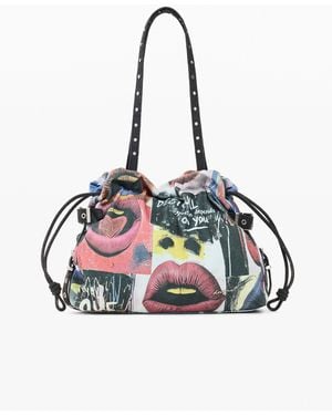 Desigual Printed Shopper Bag, Cotton - White