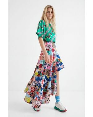 Desigual Johnson Hartig Asymmetric Patchwork Skirt - Multicolor