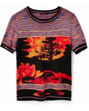 Desigual Knit Landscape T-Shirt - Red