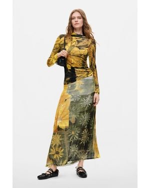 Desigual Long Printed Skirt, Viscose - Green