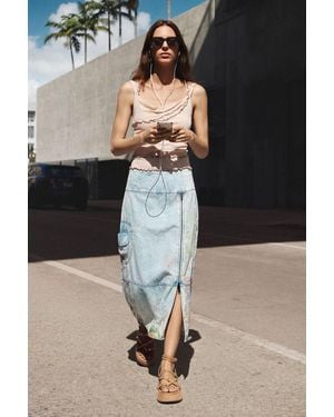Desigual Midi Denim Skirt, Lyocell - Blue