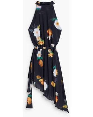 Desigual Asymmetric Dress With Bow, Polyester - Blue