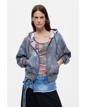 Desigual Wende Sweatshirt Mit Print, Schwarz - Blau