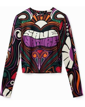 Desigual “Save Nature” T-Shirt, Acetate - Red