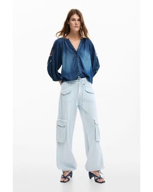 Desigual Cargo Trousers With Pockets - Blue
