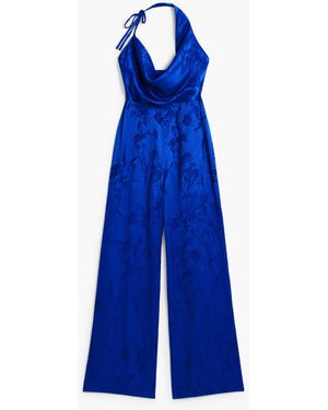 Desigual Asymmetric Wide Leg Fluid Jumpsuit - Blue