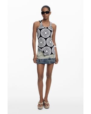 Desigual Ärmelloses Spiral-T-Shirt - Schwarz