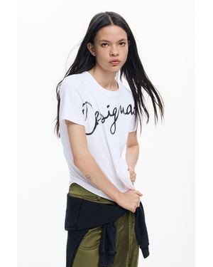 Desigual Knitted Logo T-Shirt, Cotton - Black