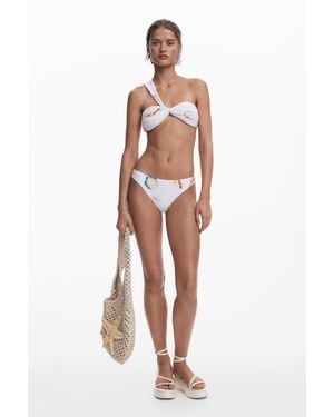 Desigual Bikini-Slip Mit Muscheln, Weiß
