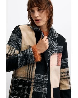 Desigual Coat Patches Checks - Black