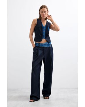 Desigual Long Woven Trousers - Blue