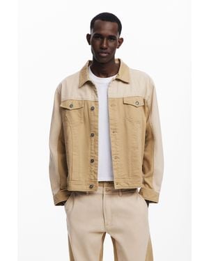 Desigual Contrast Denim Jacket - Natural