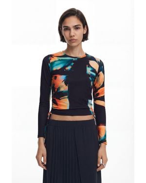 Desigual Floral T-Shirt, Polyester - Blue