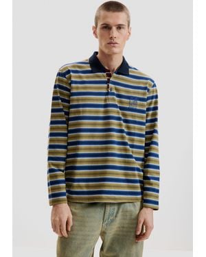 Desigual Striped Polo T-Shirt - Blue