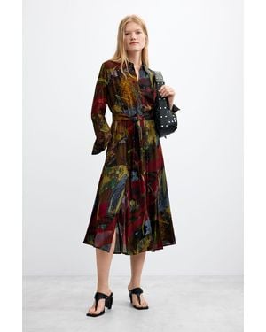 Desigual Long-Sleeve Midi Dress, Viscose - White