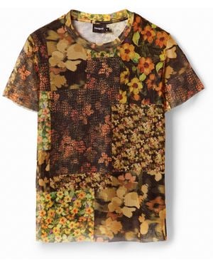 Desigual Patchwork Tulle T-Shirt - Brown